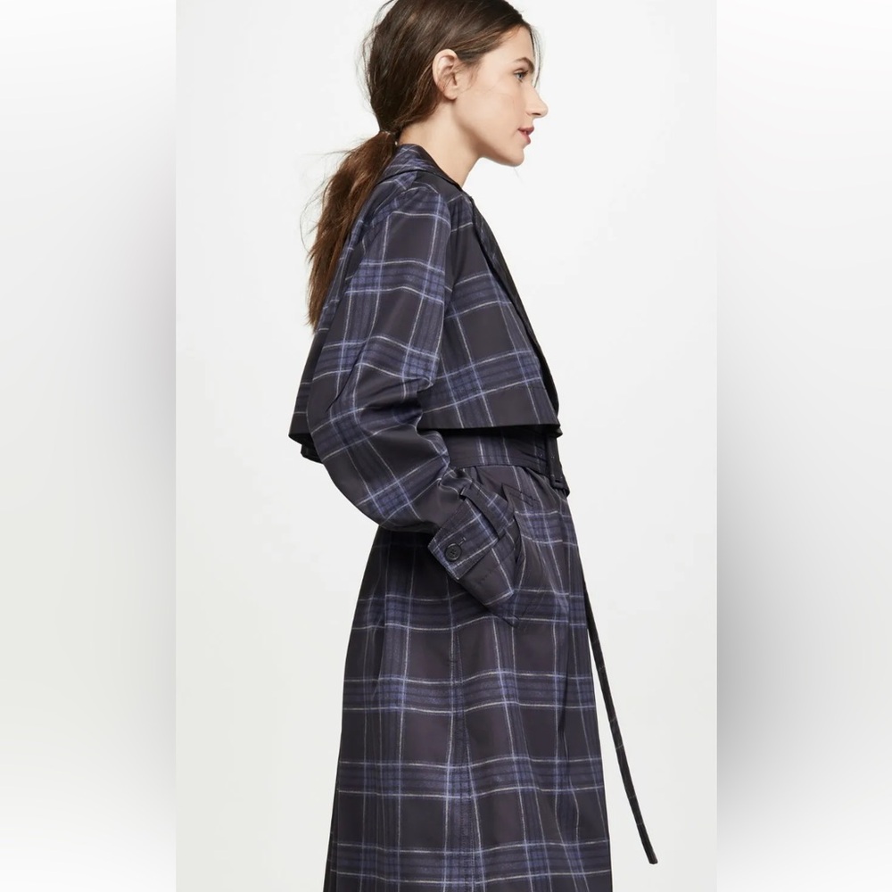 VINCE PLAID TRENCH COAT MAXI with Storm Flap - Picture 13 of 13